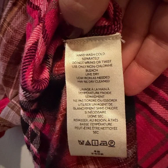 Pilcro Pink and Brown Plaid Button Down Flannel Shirt - Picture 4 of 4